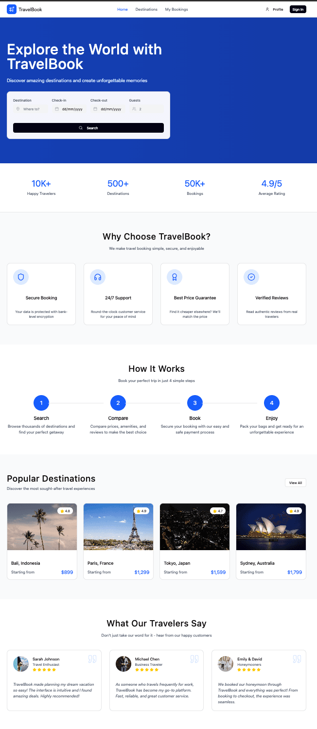 Travel Booking Platform project preview